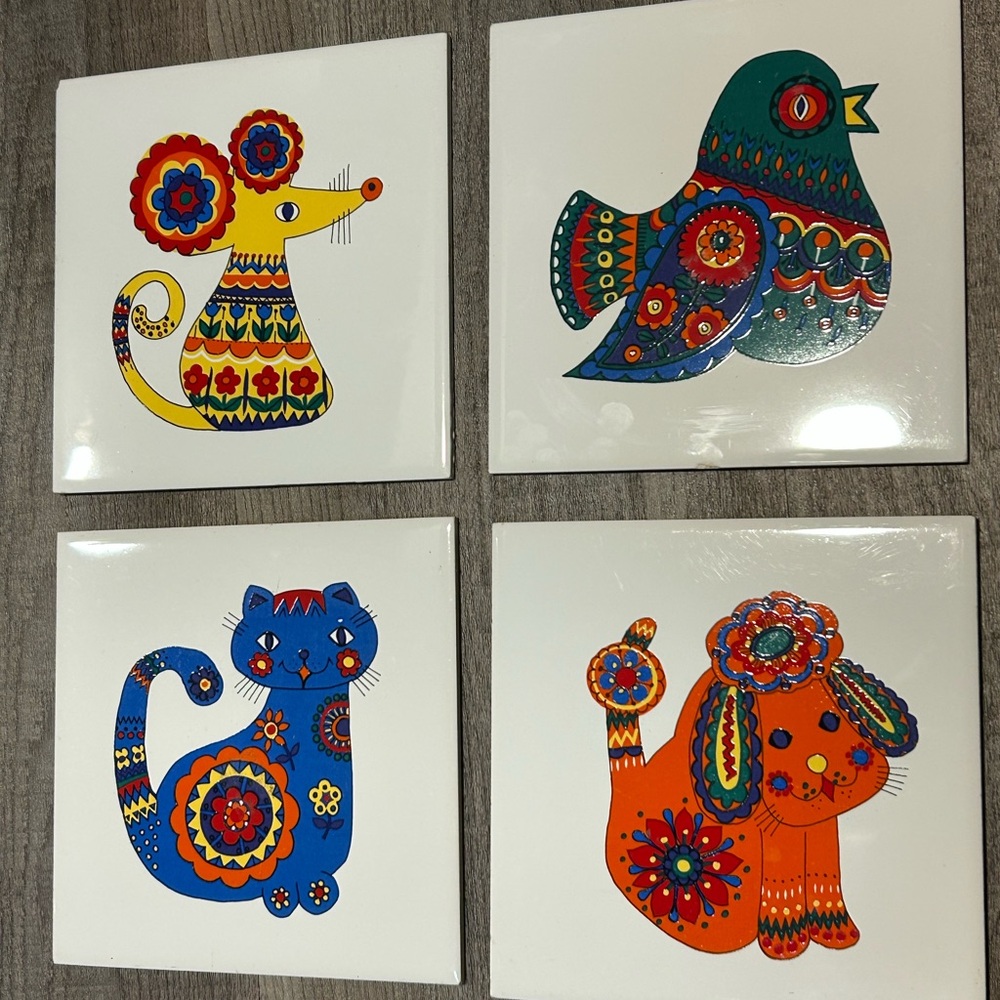 Colorful Animal Ceramic Tile Set